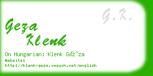 geza klenk business card